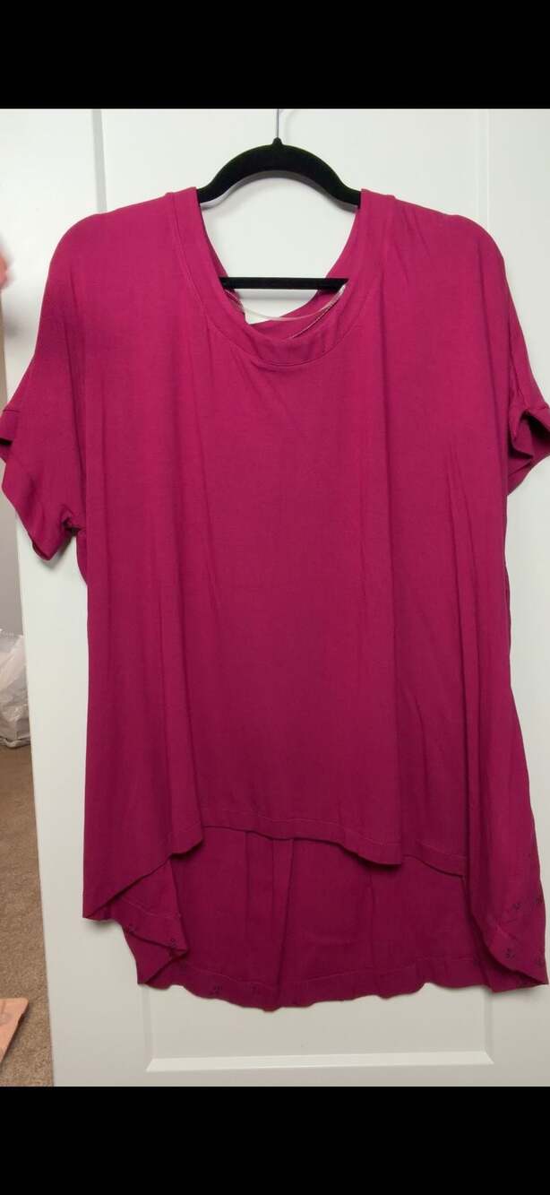 Pastel by Vivienne Women's High-Low Tunic Plus Size Mauve Short Sleeve Top_A69